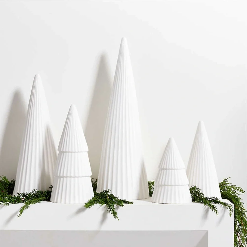 Crate&Barrel White Ceramic Lighted Tree MEDIUM